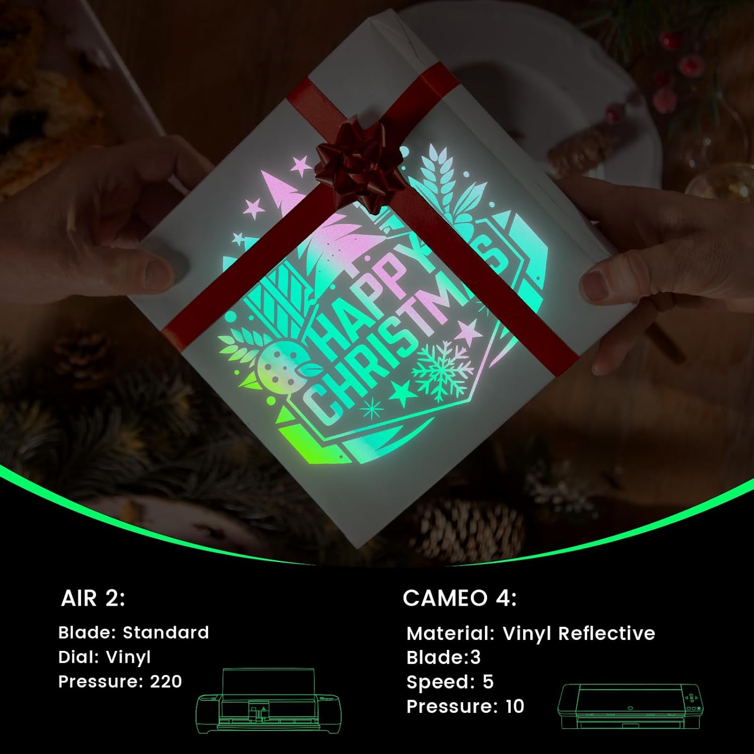 GIRAFVINYL Glow in the Dark Holographic Opal Vinyl - 12&rdquo; X 6Ft Glow in the Dark Permanent Vinyl Opal Holographic Vinyl Permanent White to Green for DIY Crafts Decor,