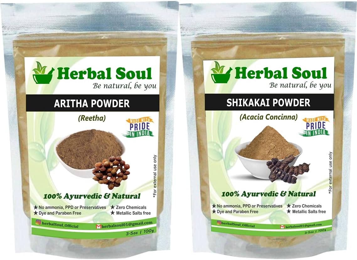 Herbal Soul Combo of Reetha Powder (100G) + Shikakai Powder (100G) for Hair, 200G