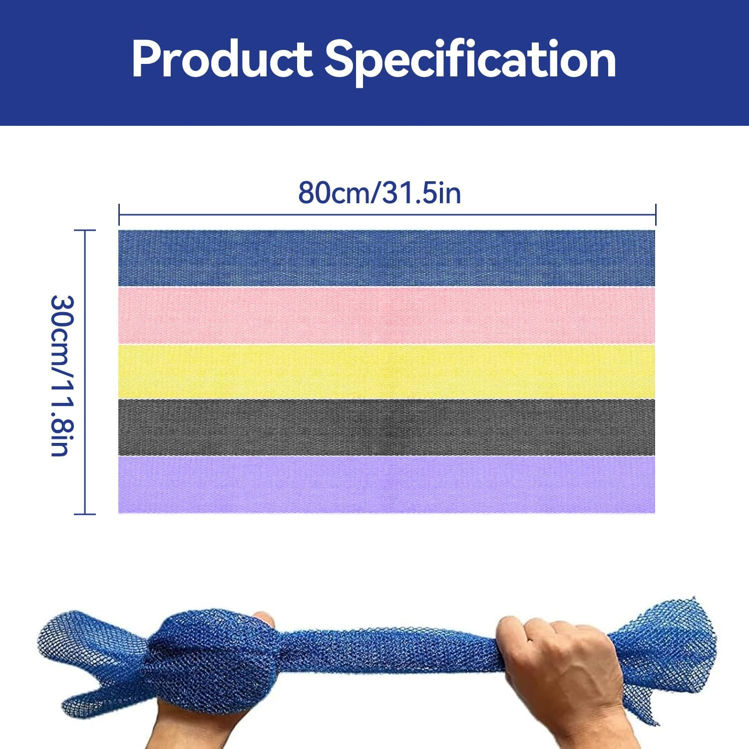 Proxima Direct 5 Pack 80 X 30CM African Net Sponge with 5 Hooks African Wash Net African Exfoliating Net Bath Scrubbing Long Net Rag Shower Body Scrubber for Daily Bathing image number 2