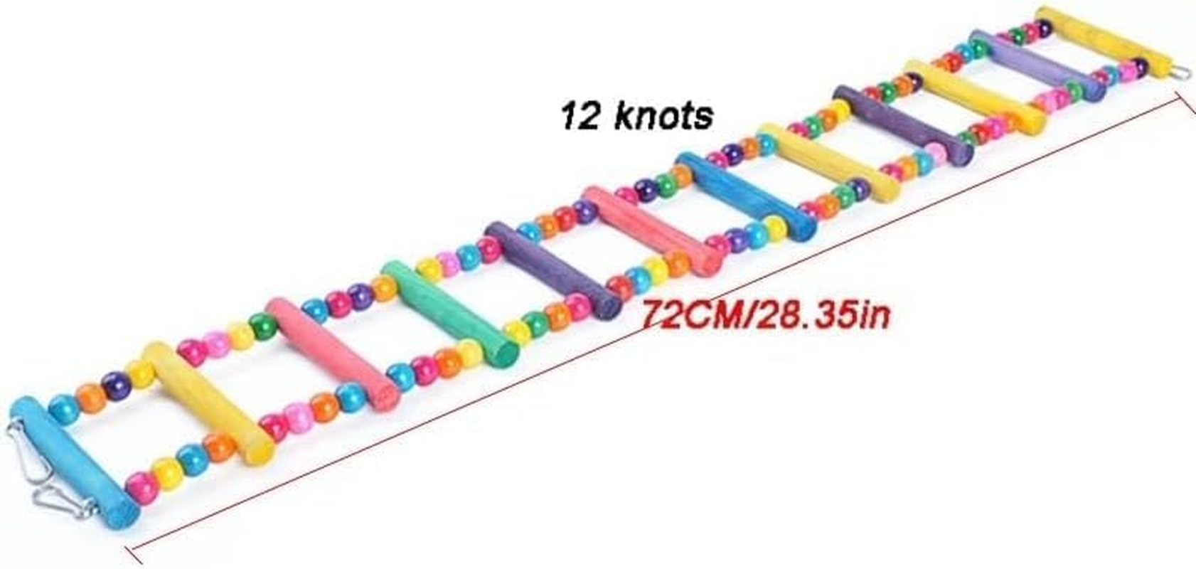 Colorful Pet Bird Parrot Ladder, 1Pc 12 Steps Colorful Wooden Parrot Climbing Ladder, Wooden Rainbow Cage Training Bird Ladder, Parrot 12 Step Ladders Rainbow Bridge image number 2