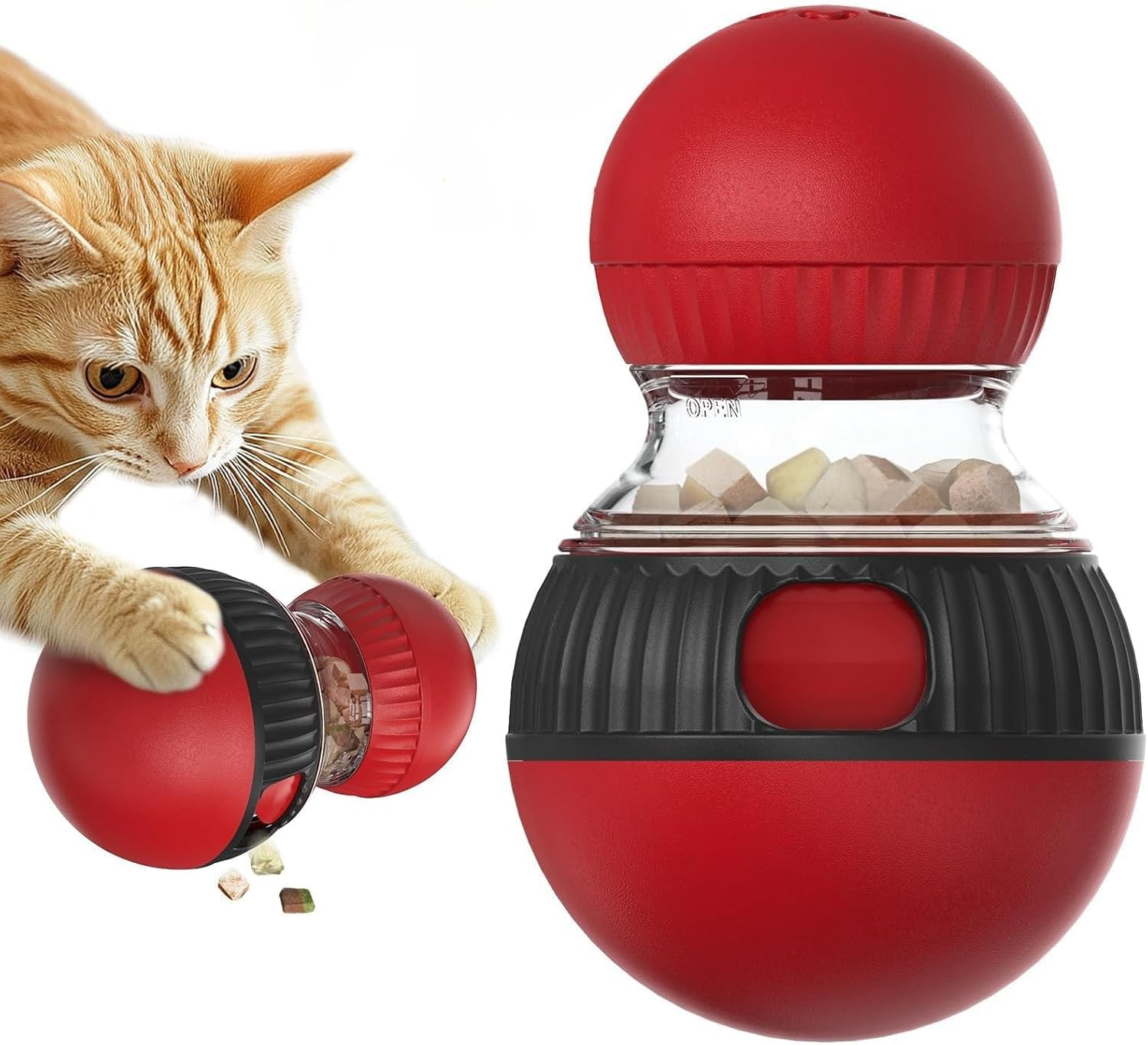 Ruiday Cat Ball Feeder Toy, Cats Food Dispenser, Cat Treat Toy with Sparrow Calls, Cats and Dog Puzzle Toys, for Indoor Training Brain Stimulation Toys image number 3