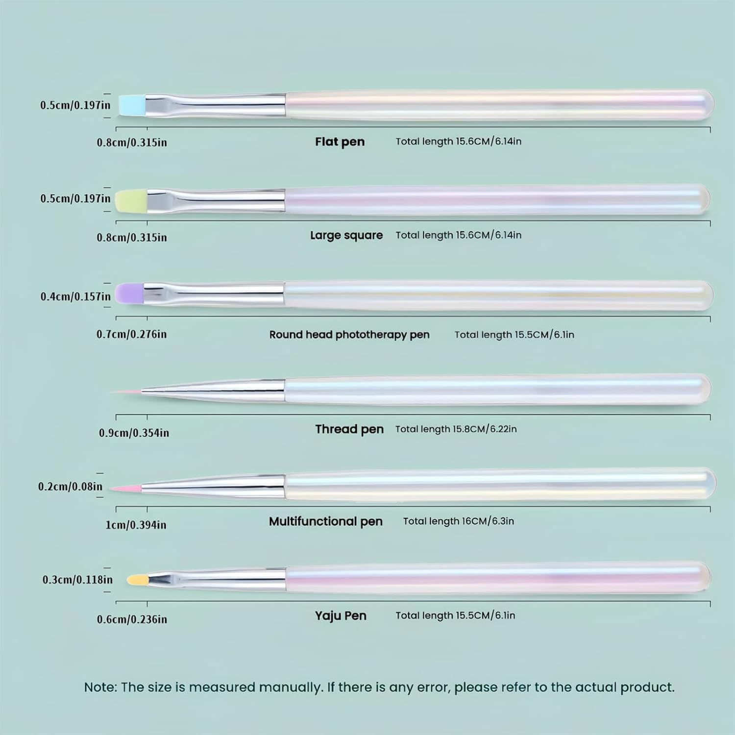 Nail Art Brushes Acrylic Nail Brush Design Pen Set - Gel Nail Polish Painting, Nail Extension Gel Builder Gel Brush, Nail Art Fine Liner Brush for DIY Manicure (6Pcs) image number 6