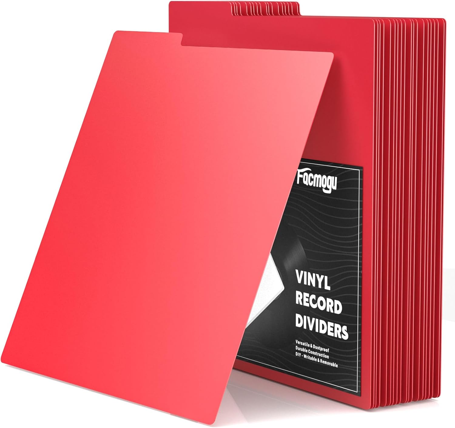 Facmogu 20PCS Vinyl Record Dividers, Upgrade Thicker 12" Plastic Vinyl Record Divider, Reusable DIY Blank Album Vinyl Separators for LP DVD Record Organization, Writable 33 RPM Record Dividers - White