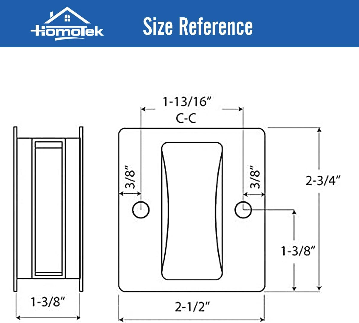 HOMOTEK 4 Pack Privacy Pocket Door Pull - No Switch Plate, Replace Old/Damaged Pull, 2-3/4'X2-1/2', for 1-3/8' Thickness Door, Black image number 4