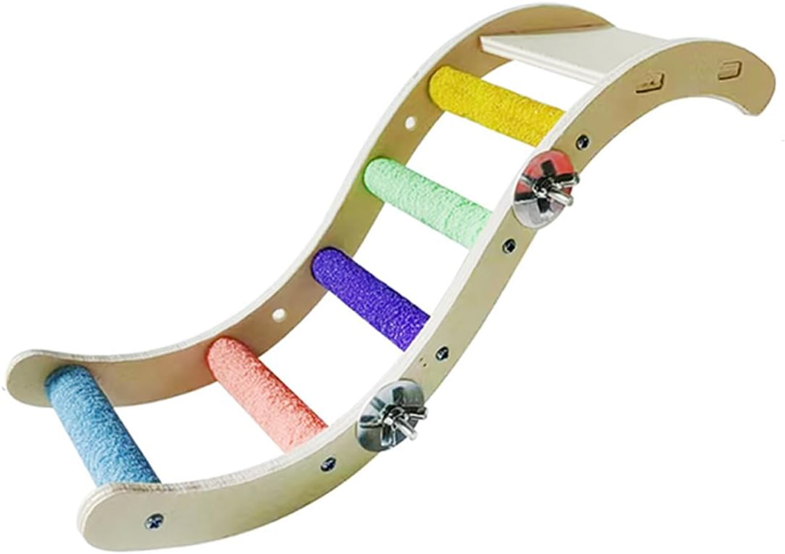 AIMALL Wooden Parrot Climbing Ladder Toy with Colourful Steps and Claw Grinding Surface, Bird Swing Stand Platform for Budgies Cockatiels Peony Birds, 7.2In & 12.5In Options image number 5
