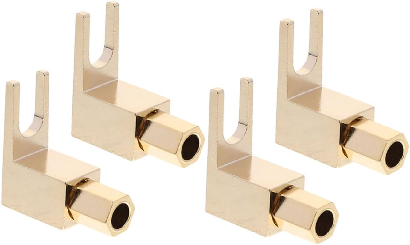 KALLORY 4Pcs Right Angle Pure Copper Speaker Banana Plugs with Gold Plating, L-Shaped Speaker Wire Connectors for Amplifier and Audio Systems, Suitable for Home Theater and Hi-Fi Equipment
