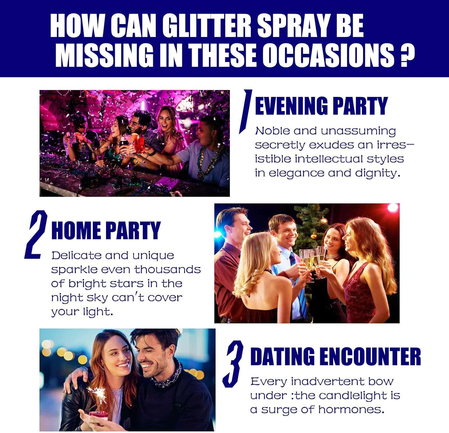 Eigell 60Ml Shiny Glitter Spray Sparkly Shimmery Glow Hair Highlighter Holographic Sprays Glitter Spray for Party Nightclub