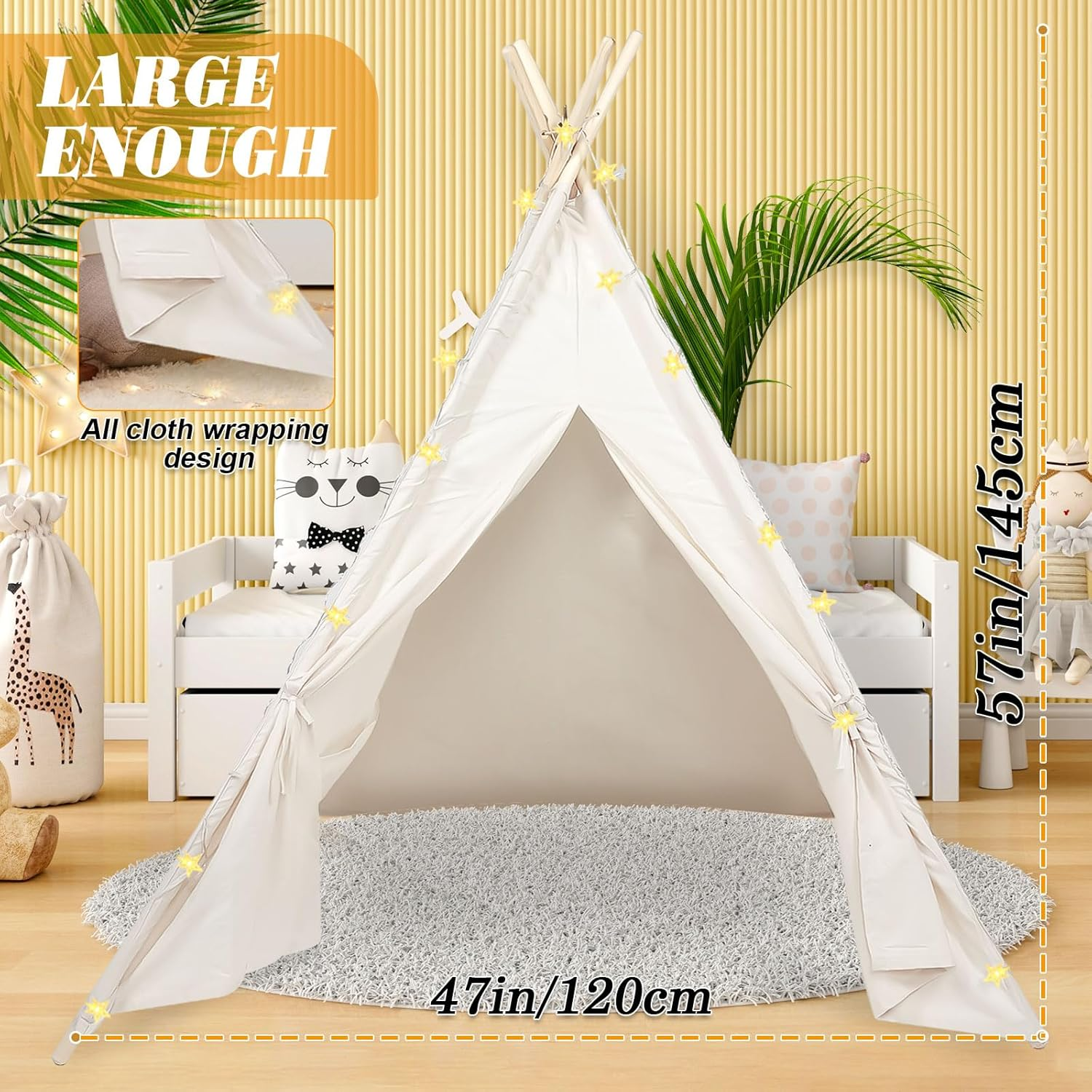 Midoook Teepee Tent for Kids,Child Teepee Tents for Boys & Girls,Canvas Child House,Toddler Tents Kid Love Fodable Play House,Kids Indoor Play House image number 4