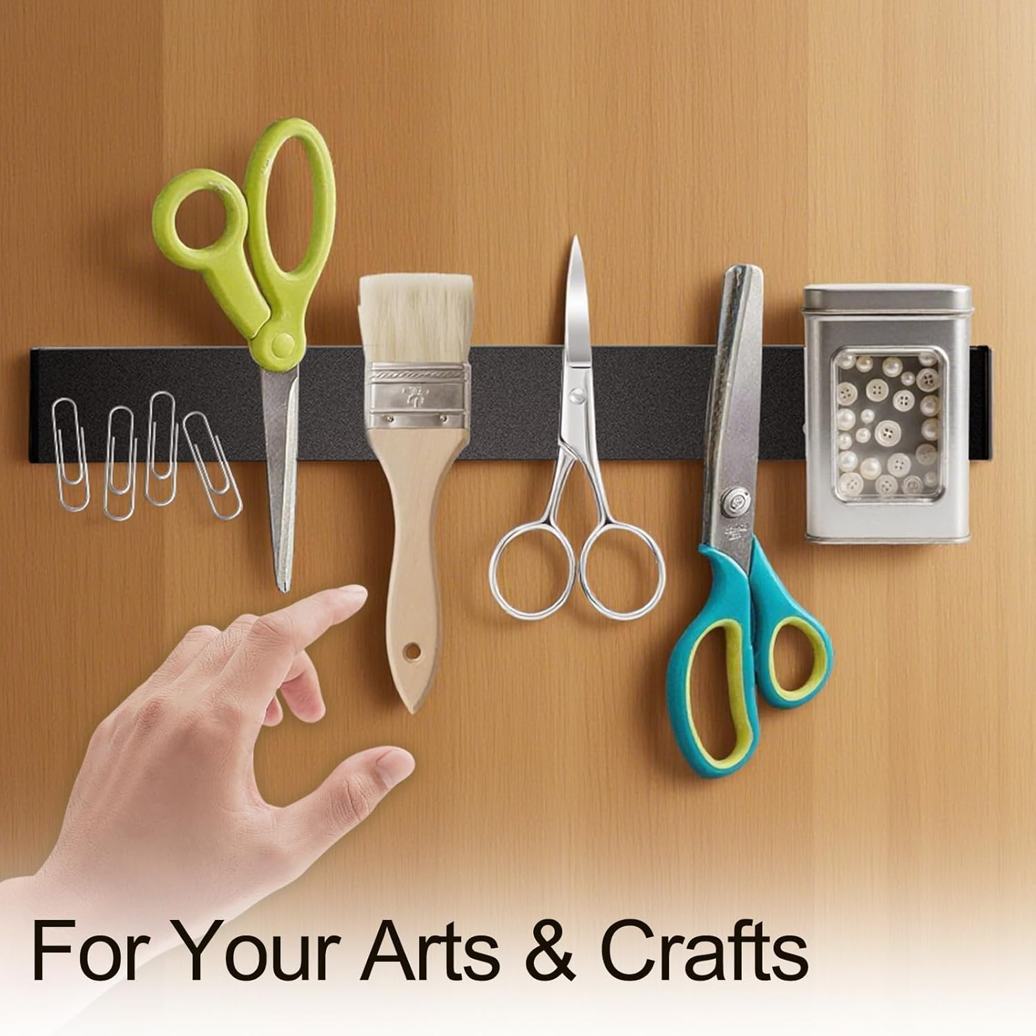 Vivva Modern Stainless Steel Magnetic Knife Bar with Multipurpose Use as Knife Holder, Knife Rack, Kitchen Utensil Holder, Tool Holder, Art Supply Organizer, Home Organizer Black 16Inch image number 2