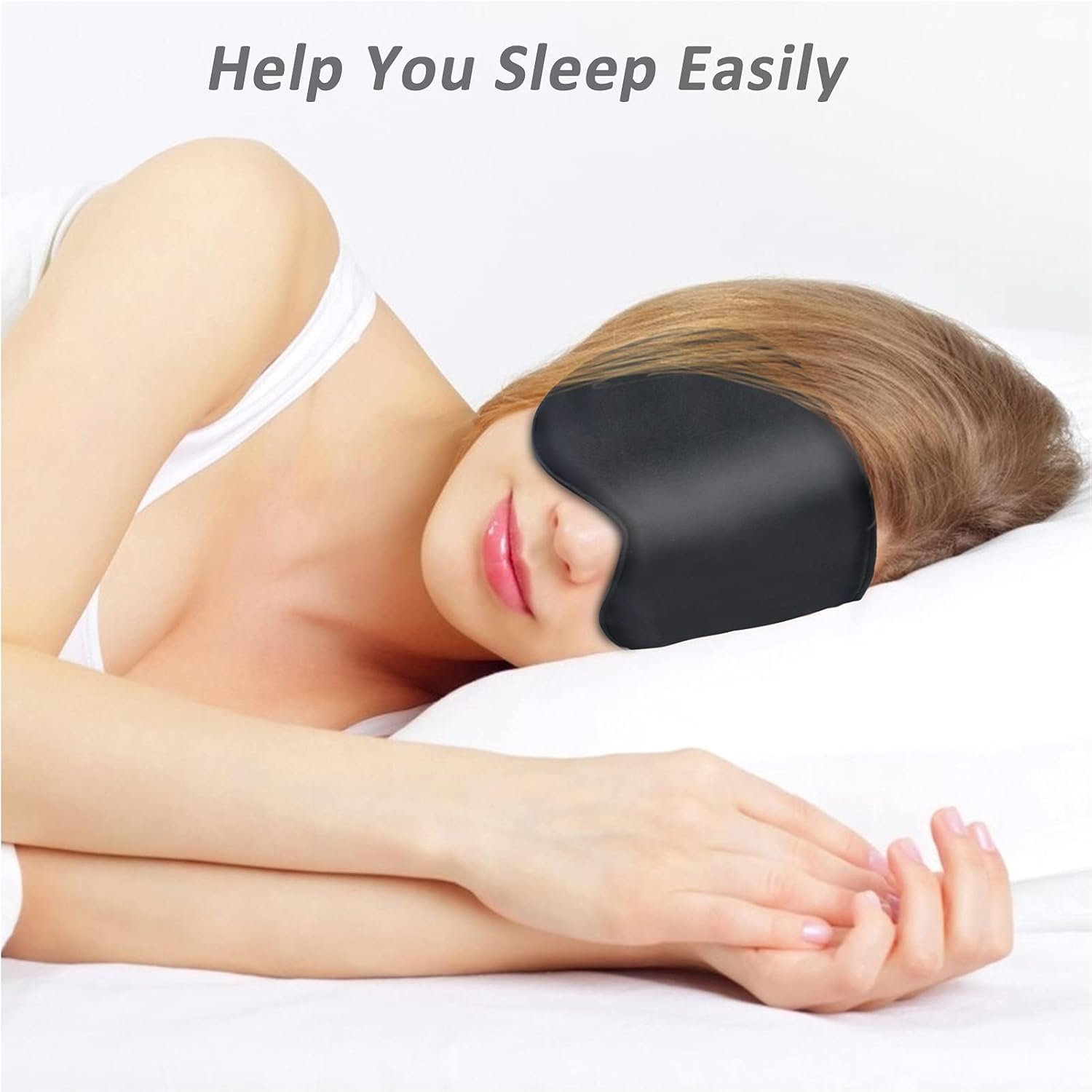 Sleep Mask, Super Soft Eye Masks with Adjustable Strap, Lightweight Comfortable Blindfold,Perfect Blocks Light for Men Women(Black)