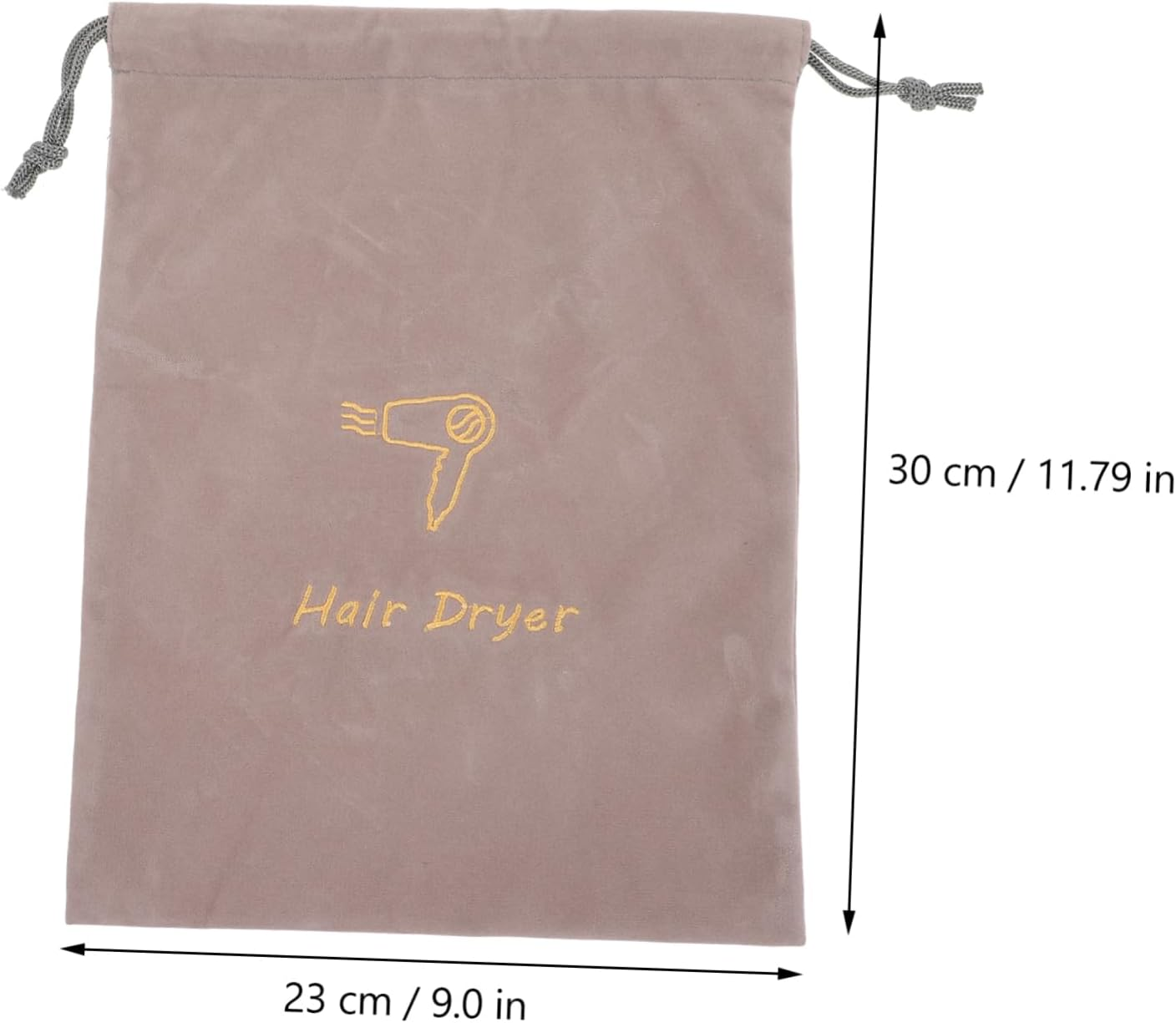 HAKIDZEL Hair Dryer Bag Drawstring Storage Pouch Portable Cloth Hair Dryer Organizer for Travel 23X30Cm Grey Velvet Embroidery image number 5