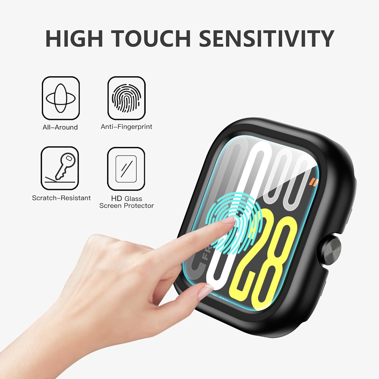 FDHYFGDY Case for Xiaomi Redmi Watch 5, All-Round PC Protective Case with Screen Protector, Screen Protector Compatible with Xiaomi Redmi Watch 5 - Black image number 1