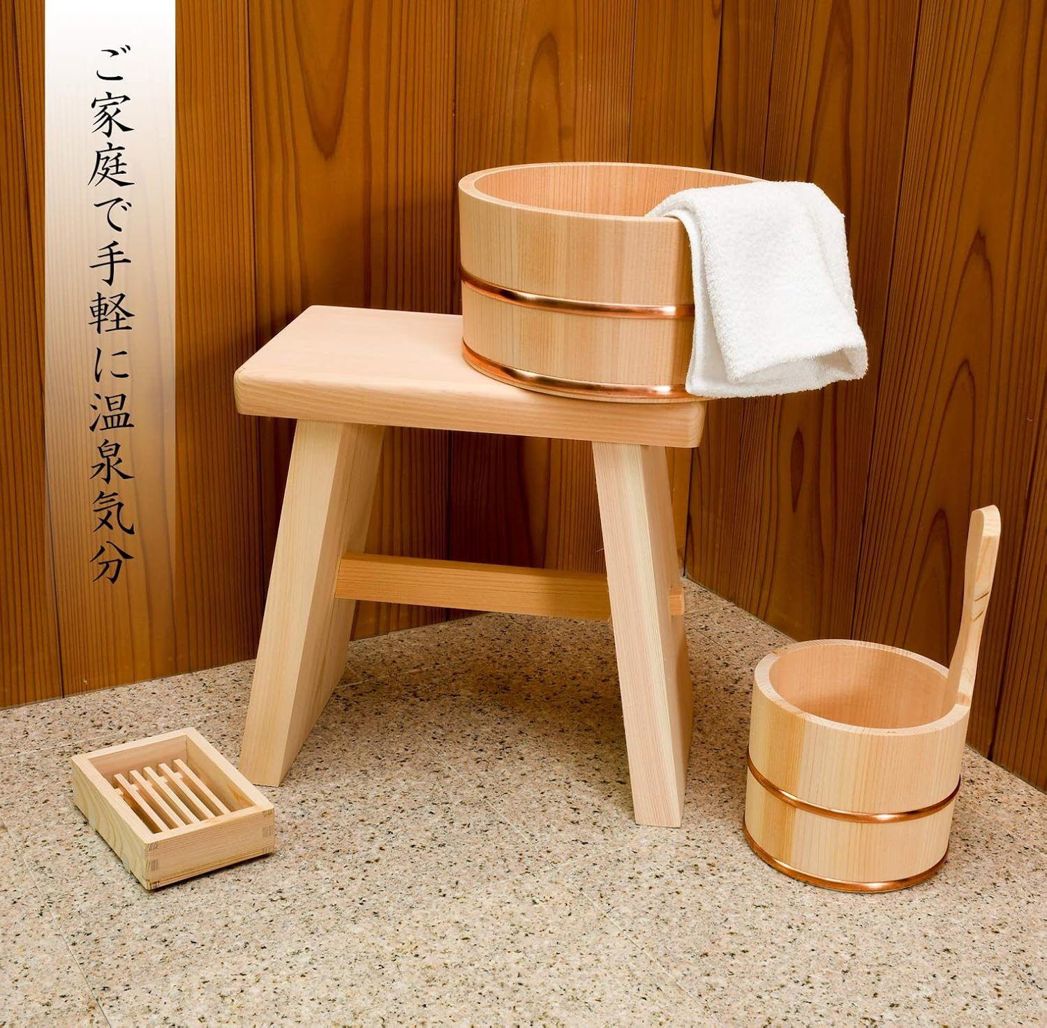 Umezawa 194138 Bath Chair, 11.8 Inches (30 Cm), Wooden Cypress, Handmade, Waterproof, Durable, Stylish, Simple, Hot Springs, Half Bath, Miscellaneous Goods, Accessories, Made in Japan image number 3