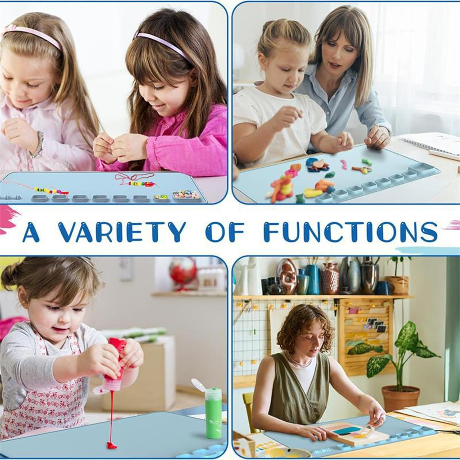 Silicone Mats for Crafts | 23Inchx16Inch Heat Resistant Silicone Crafting Mat Nonstick Nonslip - Easy Storage Washable Painting Products for Boys, Girls, Women, Men, Kids, Children image number 1