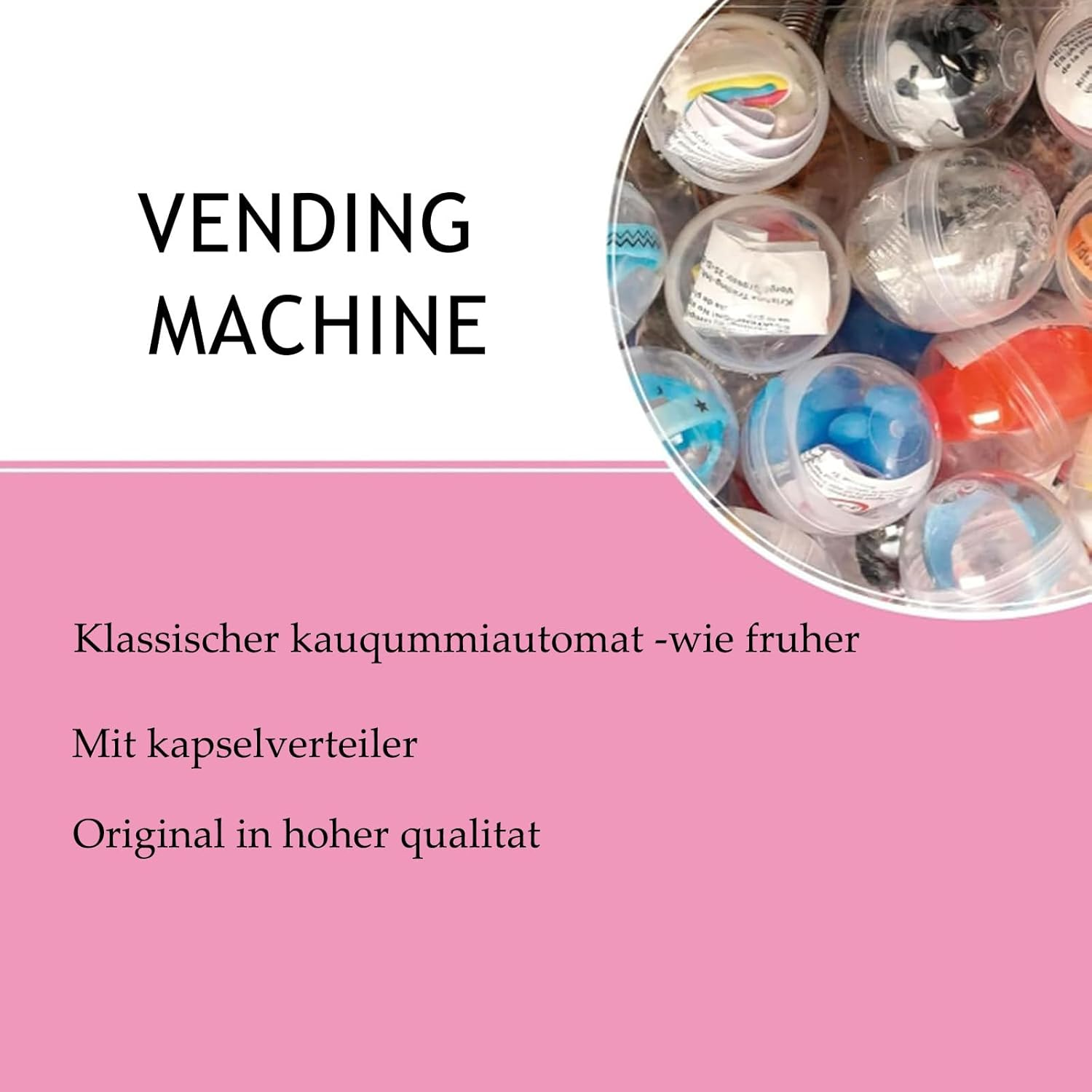 Capsules Vending Machine, Candy Gumball Vending Machine with 200 Balls, Toy Balls Dispenser for Gadgets, Capsules Bouncy Ball Dispenser for Game Retail Stores,Black-Capsuleshell image number 6