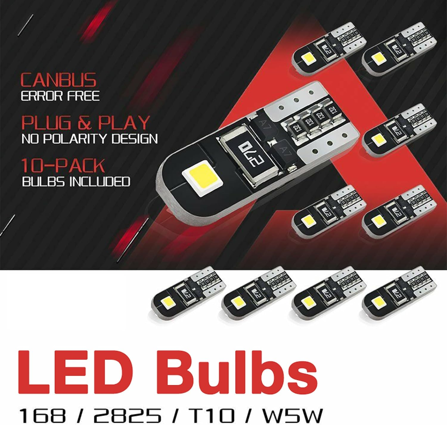 10 Pcs CANBUS Error Free T10 W5W 194 168 Wedge Interior LED Light Bulbs image number 2