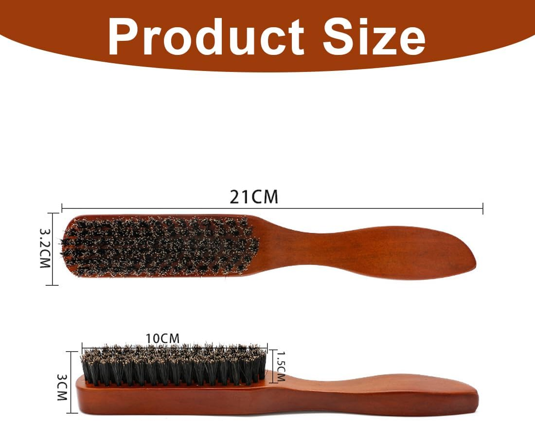 AEIOPRS 1 X Boar Bristle Brush Hair Brush with Wooden Handle Beard Comb Men Sleek Bun Brush Toupee Brush for Long Thick Curly Wavy Dry or Damaged Hair and Beard Styling image number 2