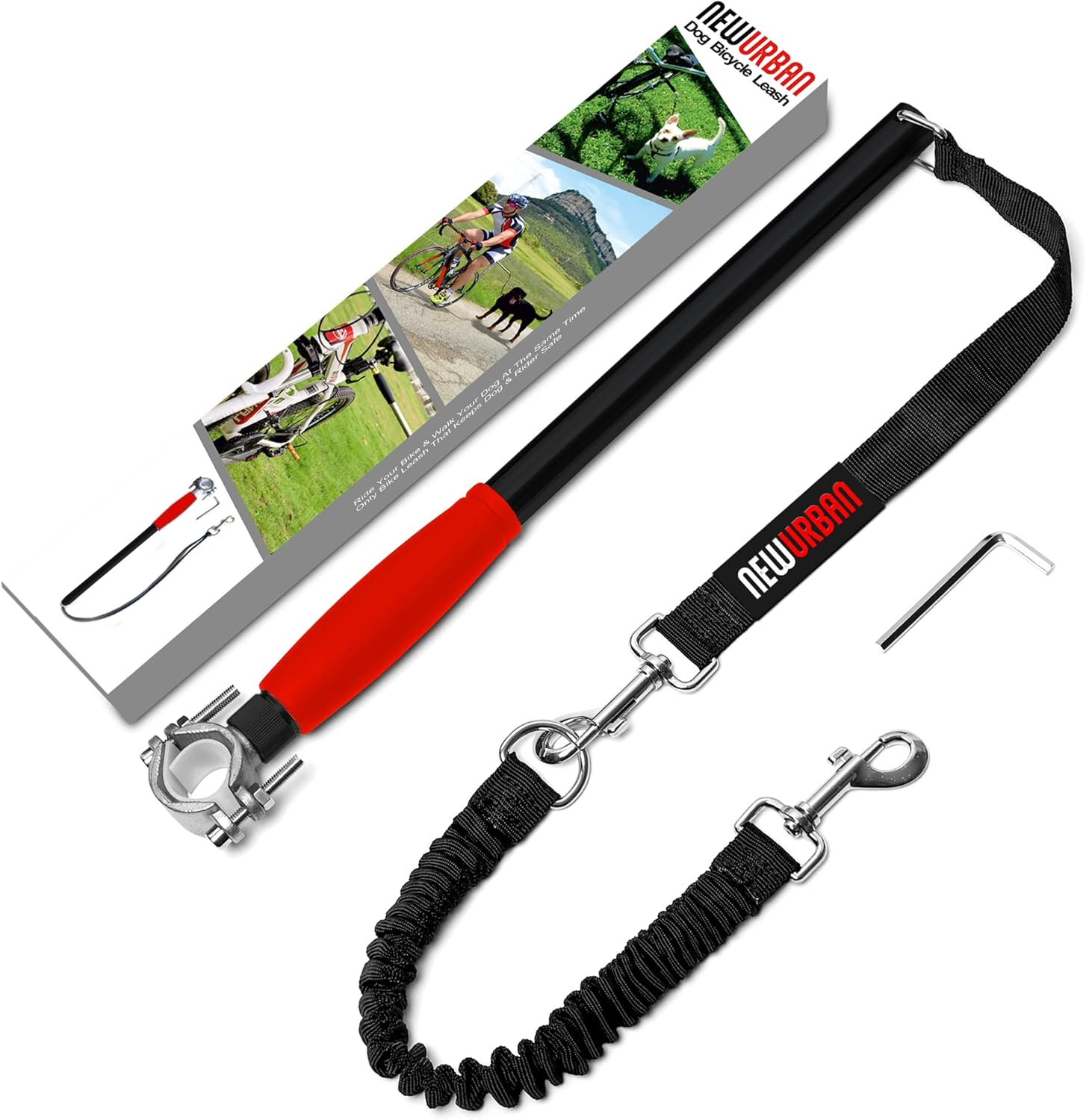 NEWURBAN - Dog Bike Leash - Easy Installation Removal - Hand Free Dog Bicycle - Exerciser Leash - for Exercising - Training Jogging - Cycling and Outdoor - Safe with Pets.R Large Walky plus Biking - Black image number 3