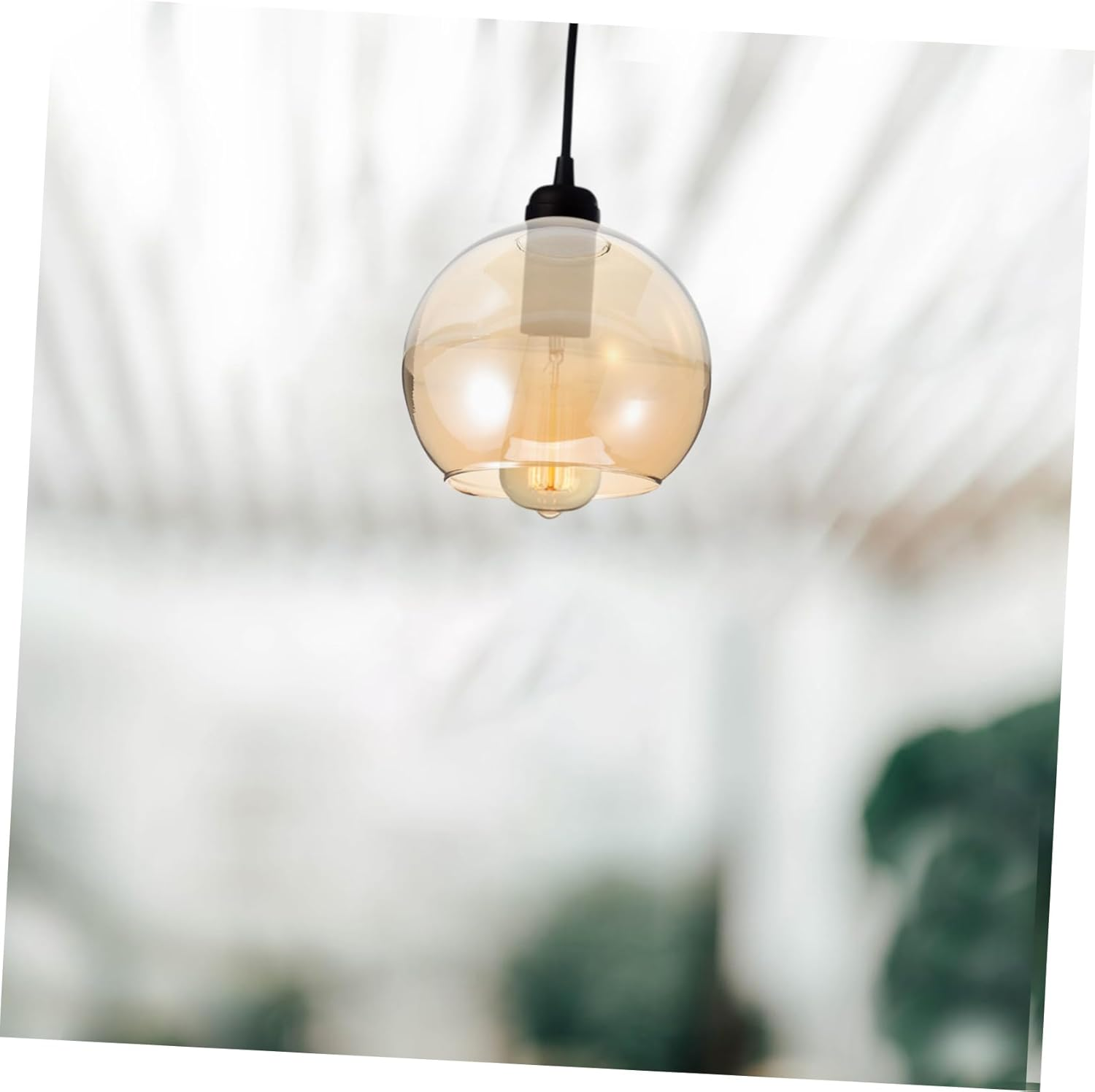 DOITOOL Amber Glass Pendant Lamp Shade Double Opening Globe Cover 150Mm Diameter 42-45Mm Fitting for Modern Hanging and Fixtures image number 5