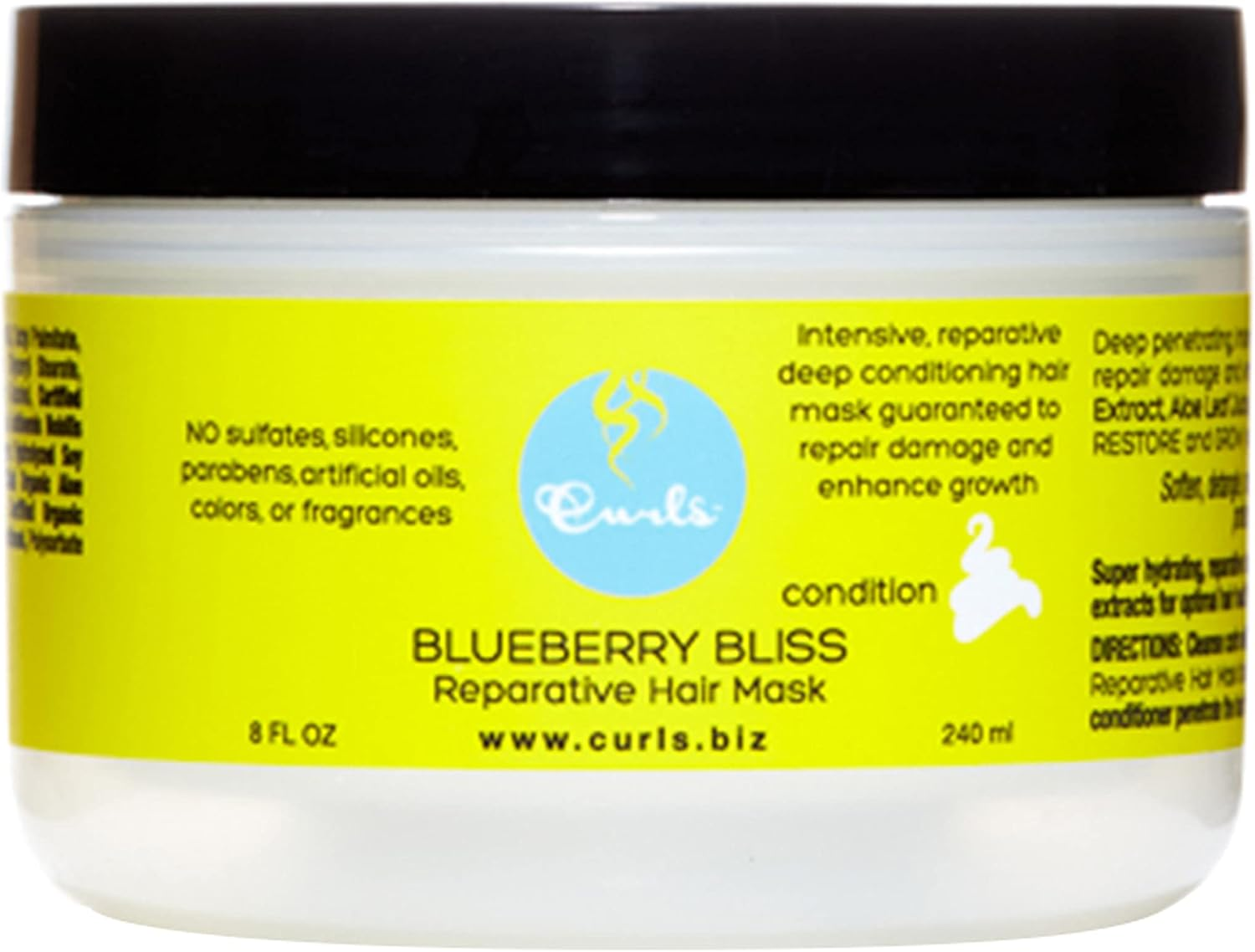 Curls Blueberry Bliss Reparative Hair Mask - Deep Conditioning - Repair, Protect, Restore, and Grow Your Hair - Detangle and Moisturize - for All Curl Types, 8 Fl Oz image number 6