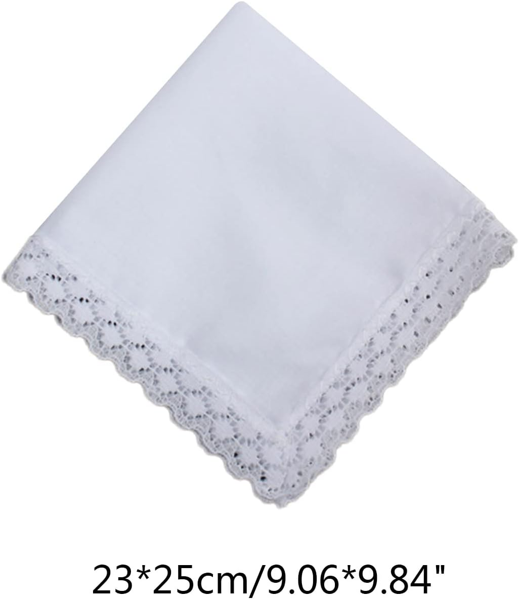 YIGZYCN Lightweight White Handkerchief Cotton Lace Trim Handkerchief Washable Chest Towel Pocket Handkerchief for Adult Wedding Party image number 2