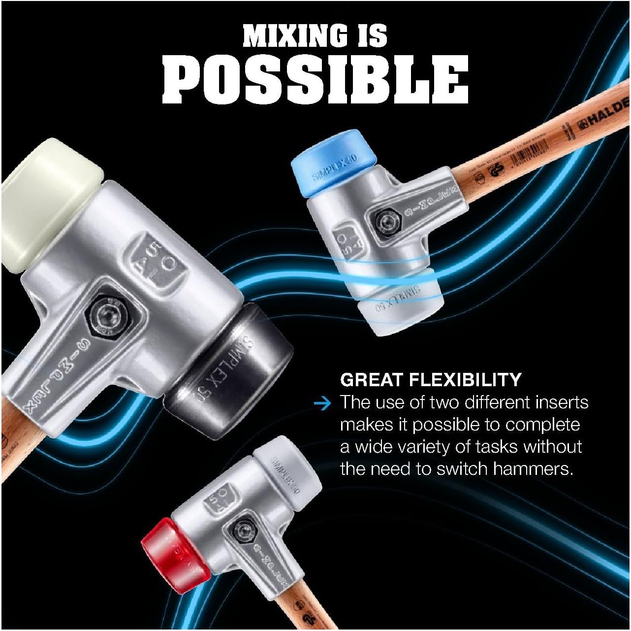 Halder Simplex Soft-Face Mallet with Aluminium Housing and Wooden Handle, 40 Mm Diameter, Tpe-Soft/Superplastic image number 1