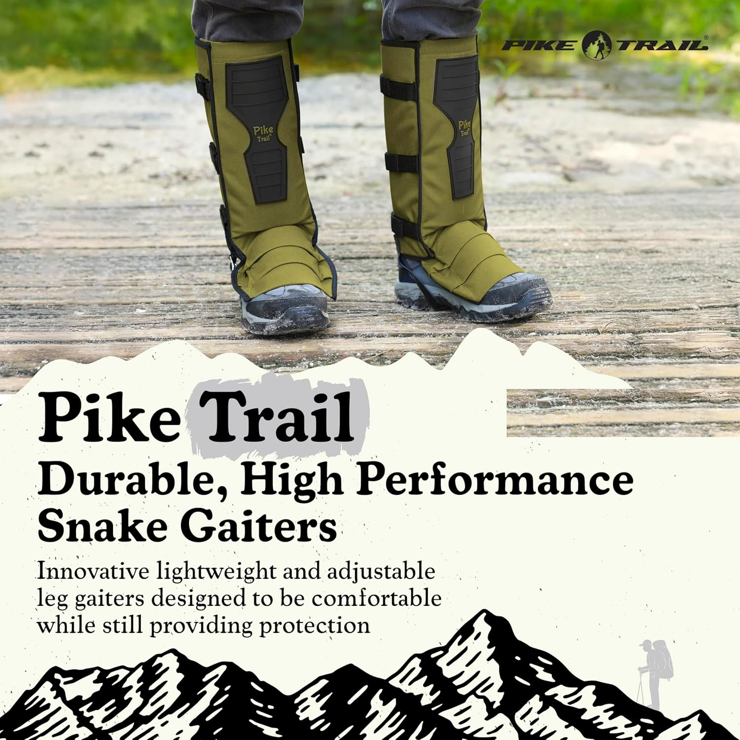 Pike Trail Snake Leg Gaiters: High Performance Protection for Hikers and Hunters - Waterproof, Bite Protective, Durable, Anti-Snake, Lower Leg Outdoor Gear - Coyote Tan image number 2