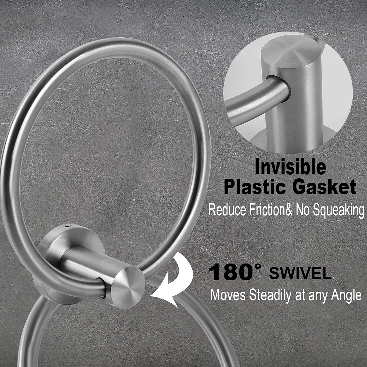 Orlif Towel Ring Matte Black for Bathroom，Sus 304 Heavy Duty Stainless Steel Hand Towel Holder round Bath Towel Holder Hangers with Wall Mount Hardware（Drill Needed） (Brushed Nickel) - Brushed Nickel(2 Pack) image number 5