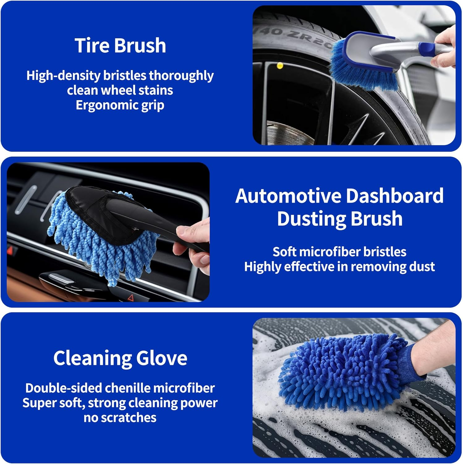 31 Piece Car Cleaning Set, Car Care Set, Car Cleaning Set Complete for Interior and Exterior Surface, Car Detailing Brush, Car Wash Set, Car Cleaning Set for Air Vent, Wheels, Household Surfaces image number 5