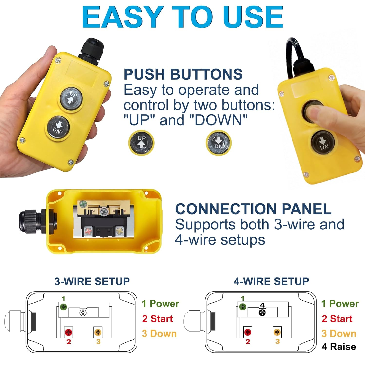 HQRP Dump Trailer Remote Control Switch 12V DC up and down for Liftgate, Hydraulic Pump, Truck Tipper, Tire-Removal Machine, Car Tail, Trailer Hoist, Dump Trailer Controller, 4-Wire 12V Replacement image number 5