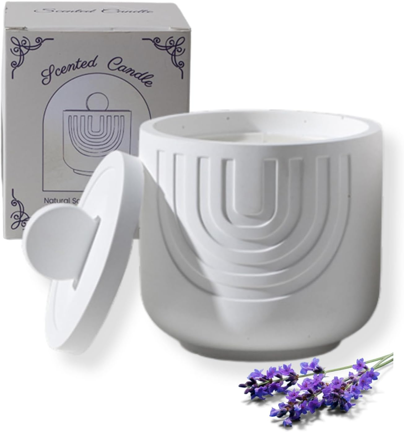 Scented Candle Gift Set, Soy Wax Aromatherapy Candle 70 Hours Burning for Stress Relief | Meditation | Yoga | Relax, JOMWEN Jar Candles for Birthday, Valentine, Anniversary Women & Mom (Lavender) image number 5