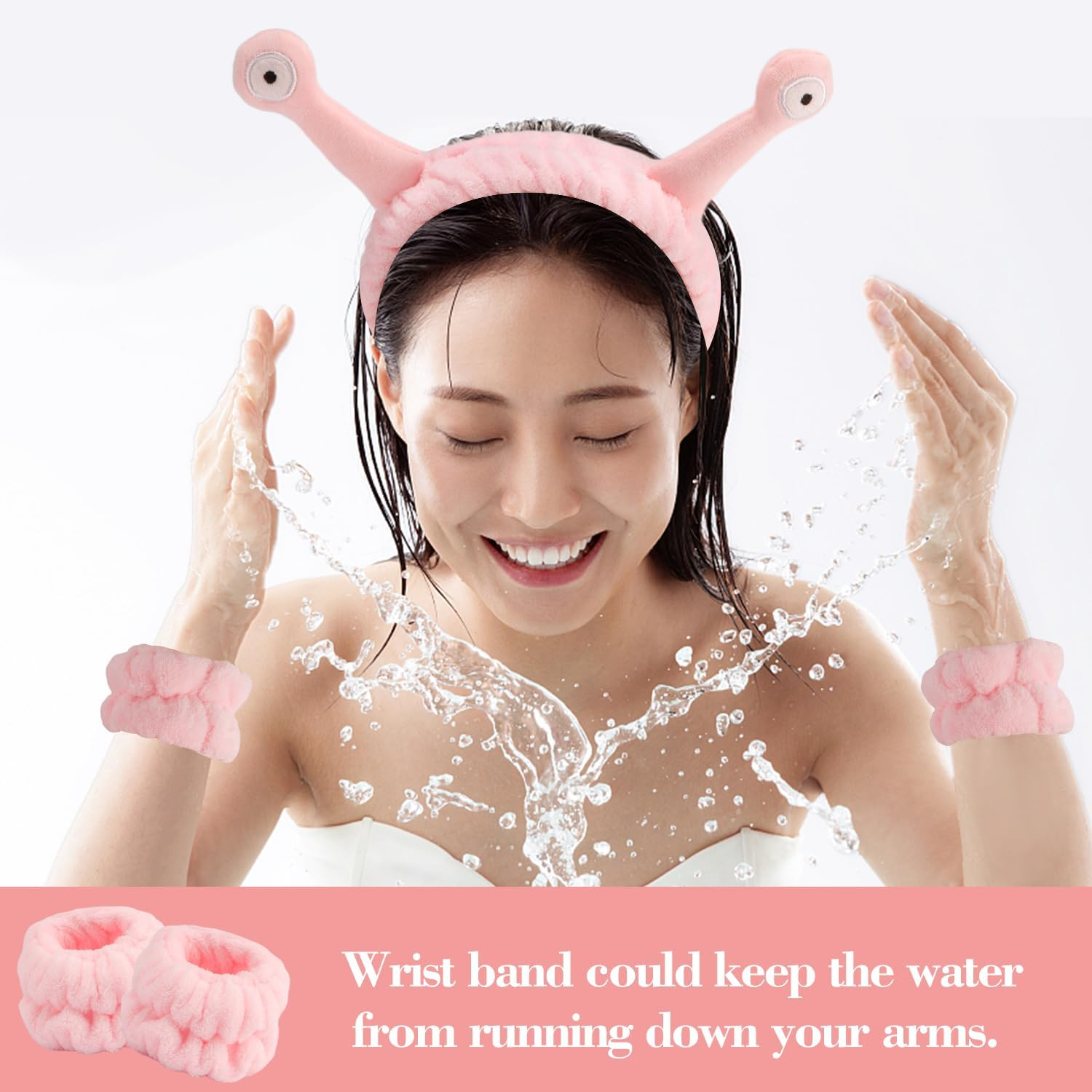 Supoo 9Pcs Spa Headband and Wristband Set Cute Spa Wristbands for Washing Face Makeup Headband image number 1