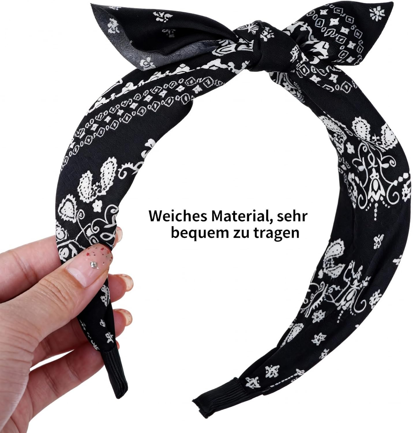 Pack of 4 Rockabilly Wide Headband, Paisley Women'S Vintage Hair Band with Bow, Non-Slip Rockabilly Hair Accessories Headpiece for Girls Women image number 1