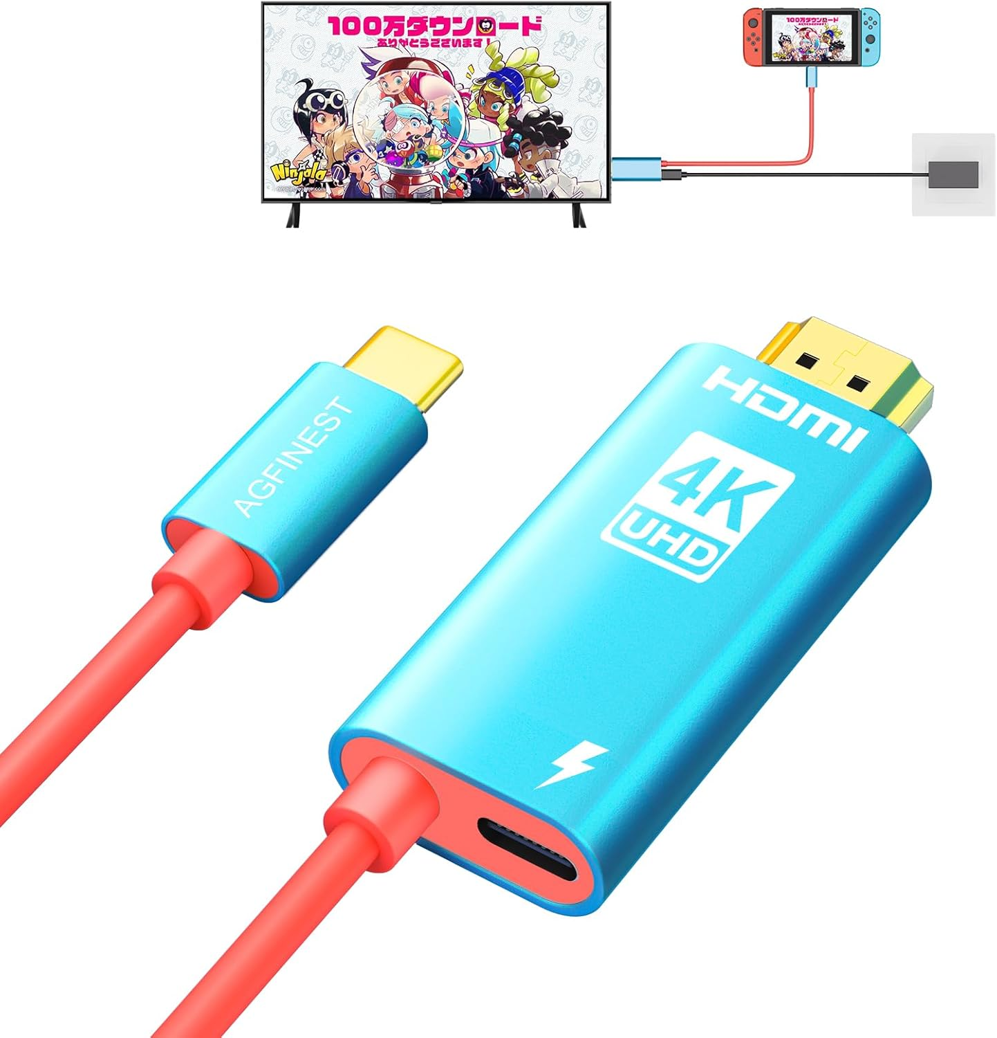 4K USB C to HDMI Cable Compatible with Nintendo Switch NS/OLED, 2 M / 6.6 Ft Switch Dock with 4K @ 60 Hz Output for TV Screen Mirroring Laptop, Tablet, Steamdeck image number 5