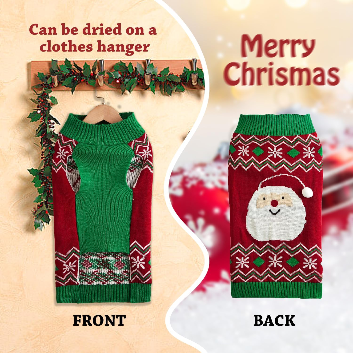 Pet Christmas Jumper, Christmas Jumper, Small Dogs, Christmas Dog Jumper with Snowman Motif, Thickening, Cute and Charming for Everyday Use When Travel, Red (XS) image number 6