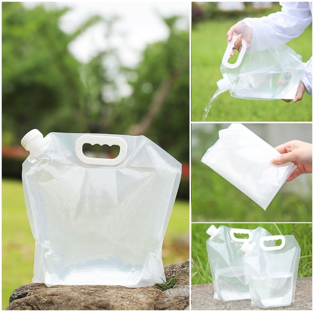 Collapsible Emergency Water Jug Container Bag,Granmagazz Collapsible Water Tank Container 5Pack 10L - PE Water Carrier Portable Water Tank Lightweight Space-Saving Outdoor Folding Water Bag image number 1