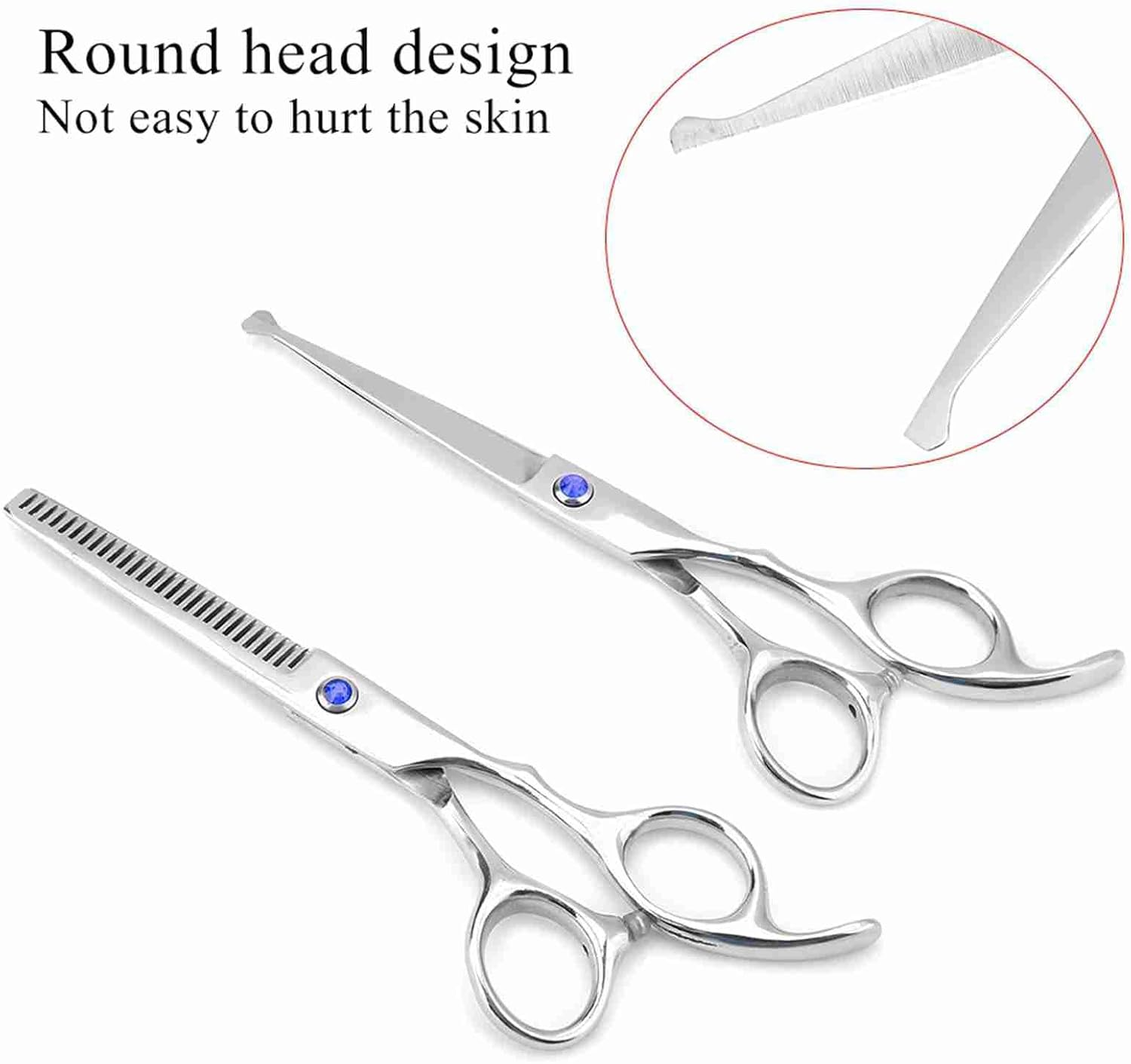 Watris Veiyi Pack of 2 Hair Cutting Scissors, Hairdressing Scissors, Stainless Steel Hair Scissors for Cutting or Thinning Hair image number 2