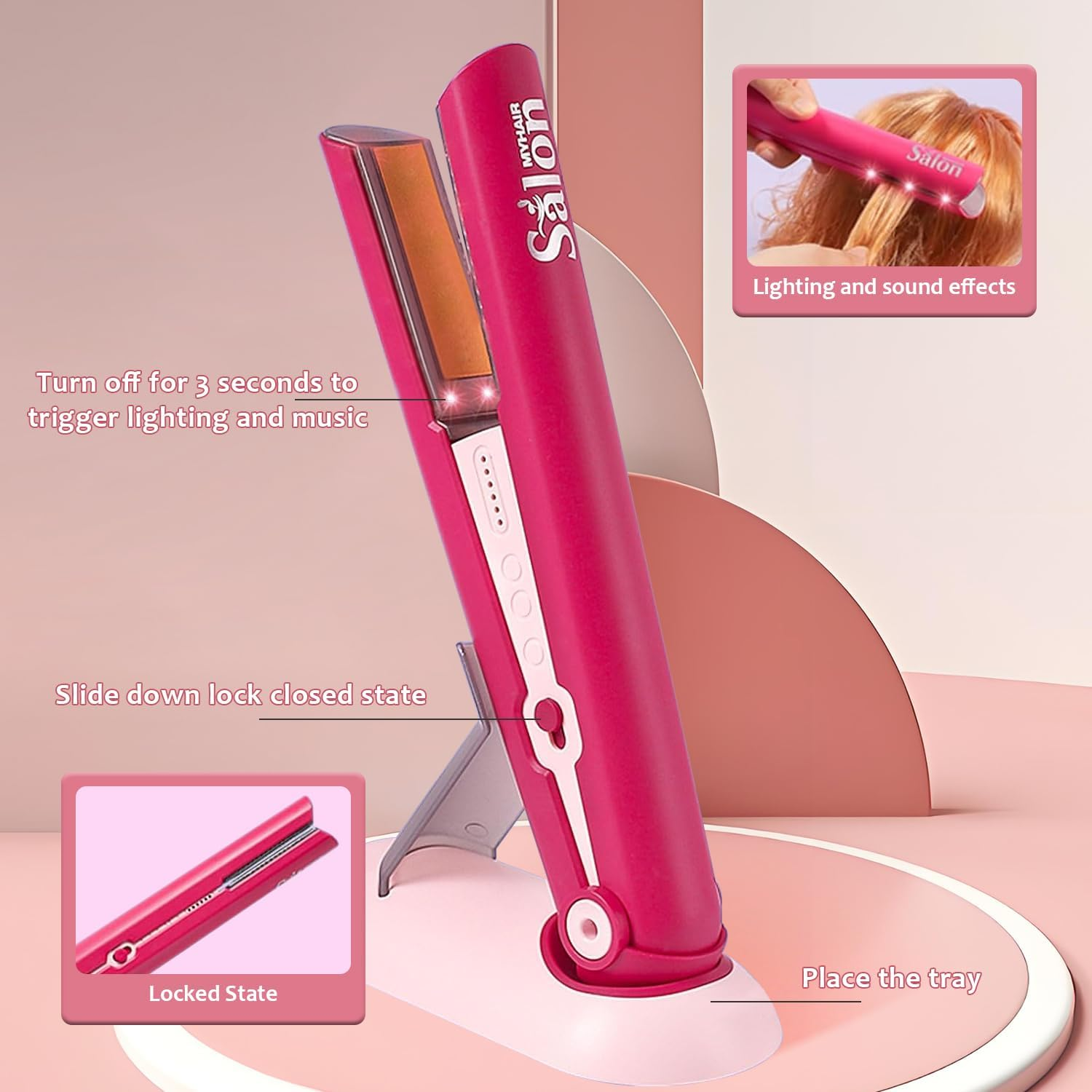 22Pcs Girls Hair Salon Toys, Kids Beauty Salon Set with Pretend Play, Pretend Play Hair Salon Stylist Toy Kit with Barber Apron, Hair Dryer, Mirror, Scissors image number 2