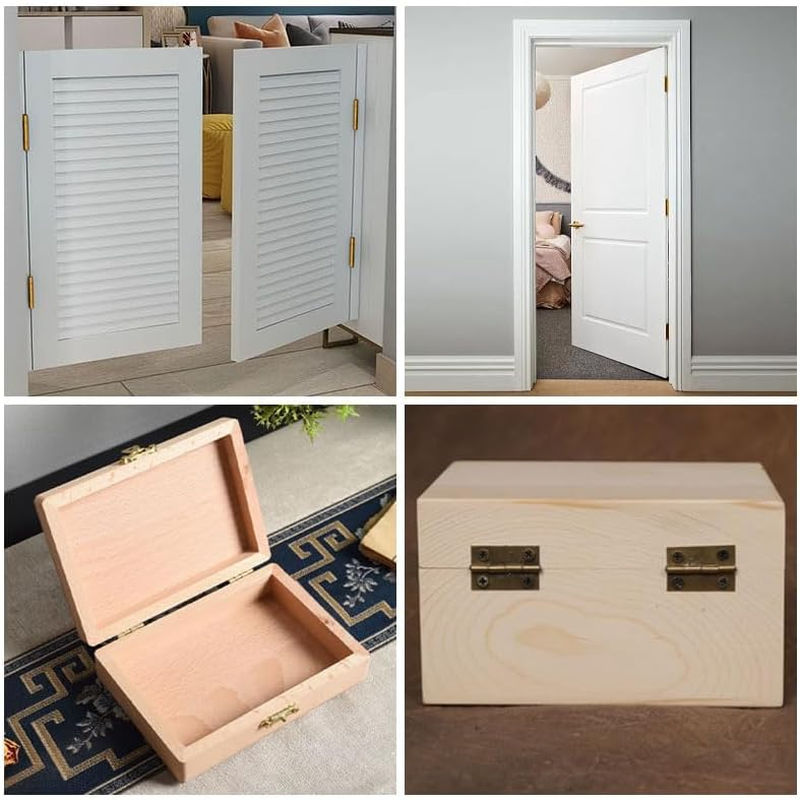 4 Pcs 2 Inch Door Hinges Thickened Brass Coated anti Rust Folding Hinge, Suitable for Doors Windows Wooden Furniture and Cabinets image number 3