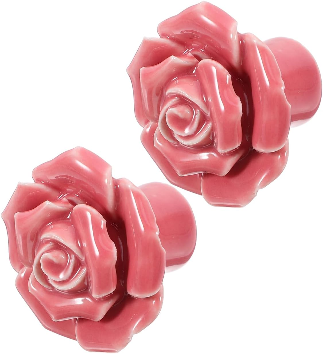 Rose Ceramic Cabinet Knobs 2 Pack Decorative Kitchen Drawer Pull Handles with Screws for Cupboards Wardrobes Home Improvement image number 6