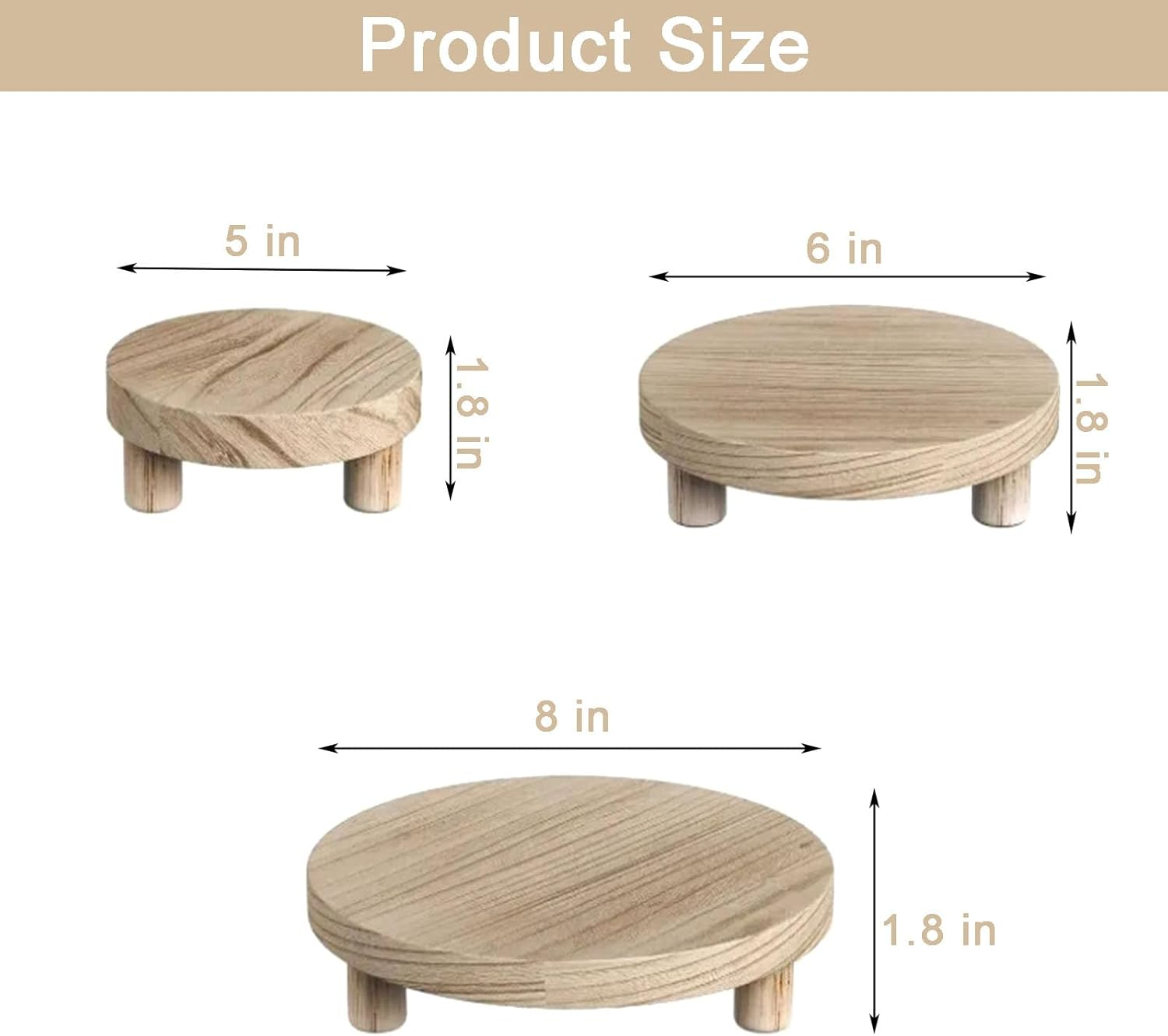 3 Pcs Plant Stand Indoor,Wooden Outdoor Indoor Plant Stands,Small round Plant Stands,Corner Plant Stand Fits 5 to 8 Inches Pots image number 1