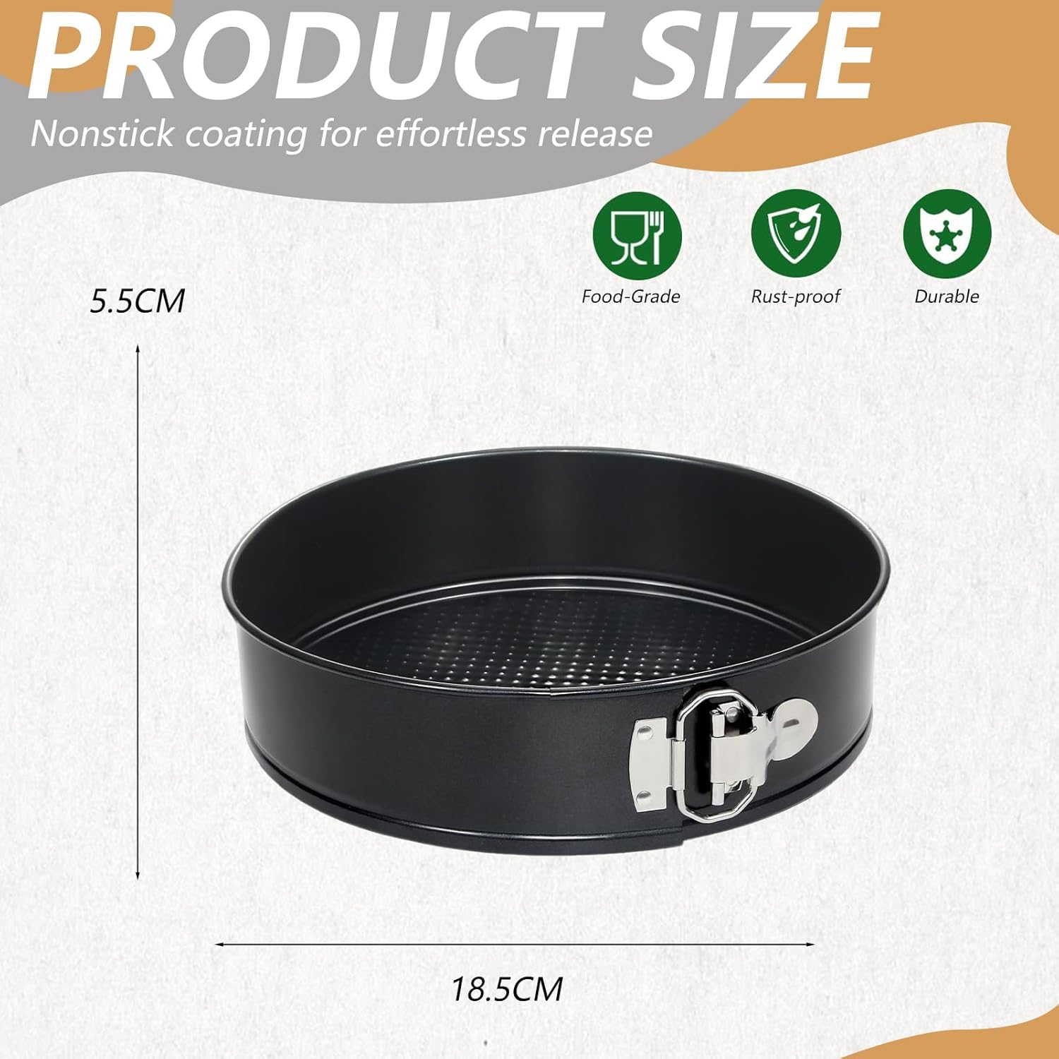 JZS round Cake Pan, (1 Pcs) Spring Form Pan Pie Mold Bakeware Non Stick, 24 Cm image number 3