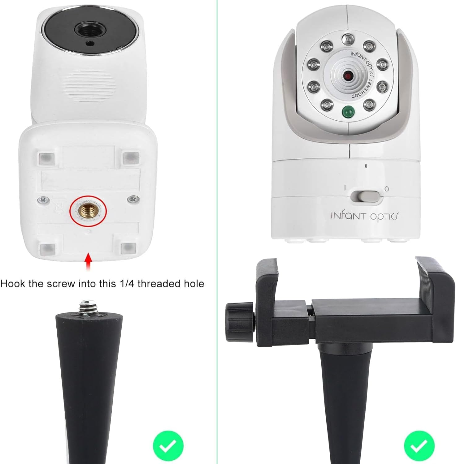 Baby Monitor Mount Camera Shelf Compatible with Infant Optics DXR 8 and Most Other Baby Monitors,Attaches to Crib Cot Shelves or Furniture,Universal Baby Camera Holder,（Black） image number 5