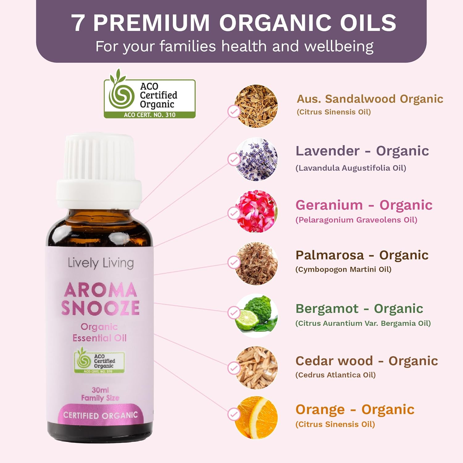 Lively Living Aroma Snooze Oil - (30Ml) Organic Essential Oil Blend for Relaxing, Nighttime Aromatherpy, Large Family Size Bottle, Humidifier & Diffuser Oils