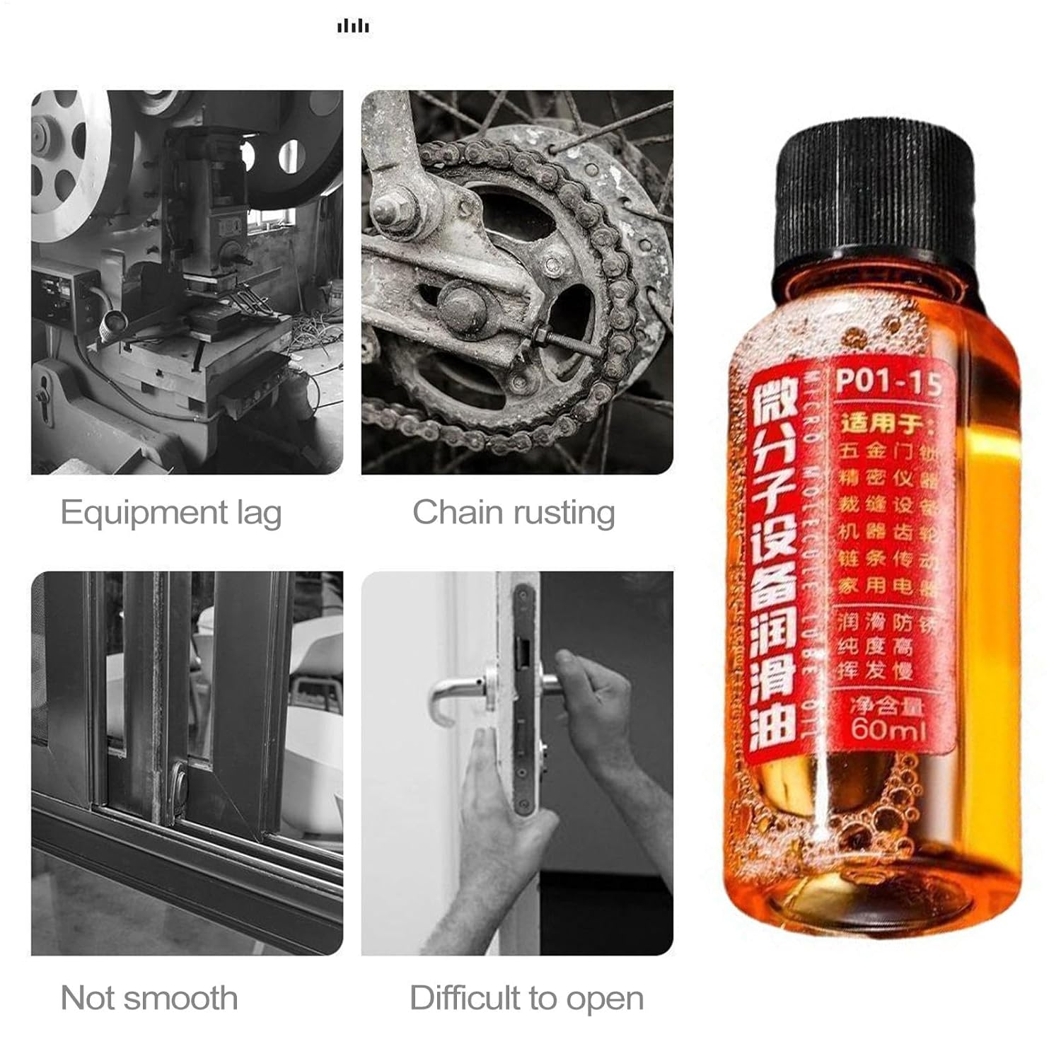 Chain Saw Oil,Chain Lubricant Seasonal 60Ml High Performance Saw Oil | Wear-Resistant Multi-Use Household Supplies Rust Prevention Chain Cleaner for Motorcycle image number 4
