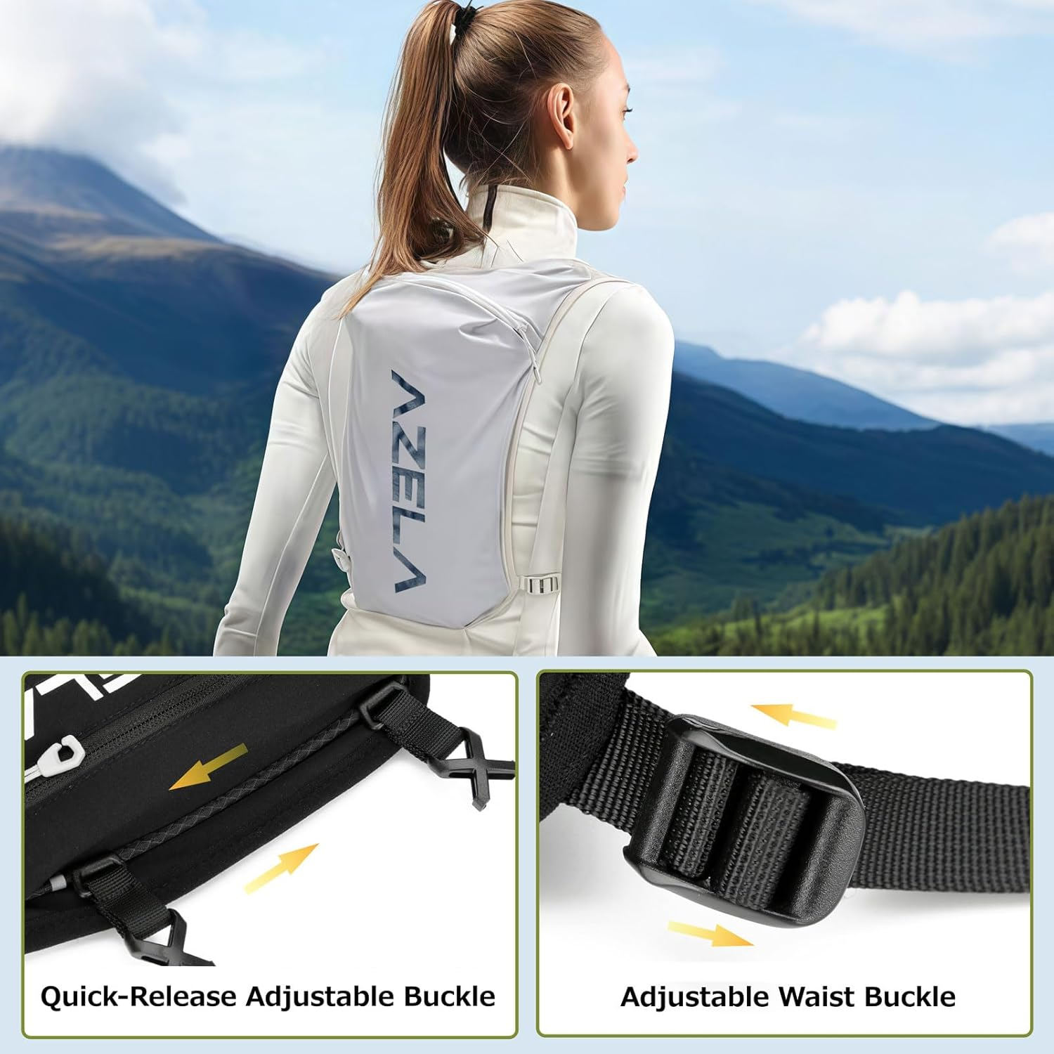 AQIIGOSE Running Hydration Vest, Lightweight Hydration Backpack for Women Men Jogging Trail Race Marathon Cycling Hiking Climbing Camping