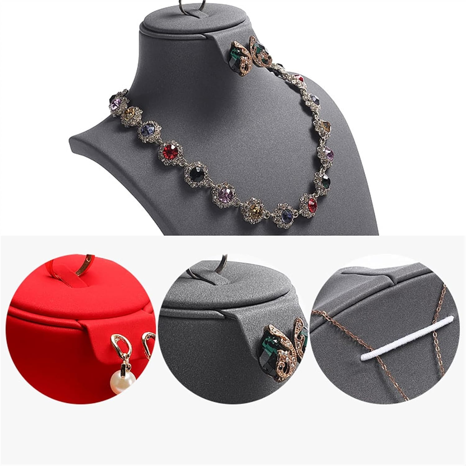 Jewelry Stand Jewelry Bust Display Necklace Bust Stand Holder Chain Storage Display Mannequin Bust Home Organisation Jewelry Organizer Girls Women Jewelry Holder Jewelry Display (Color : Green, Size image number 2