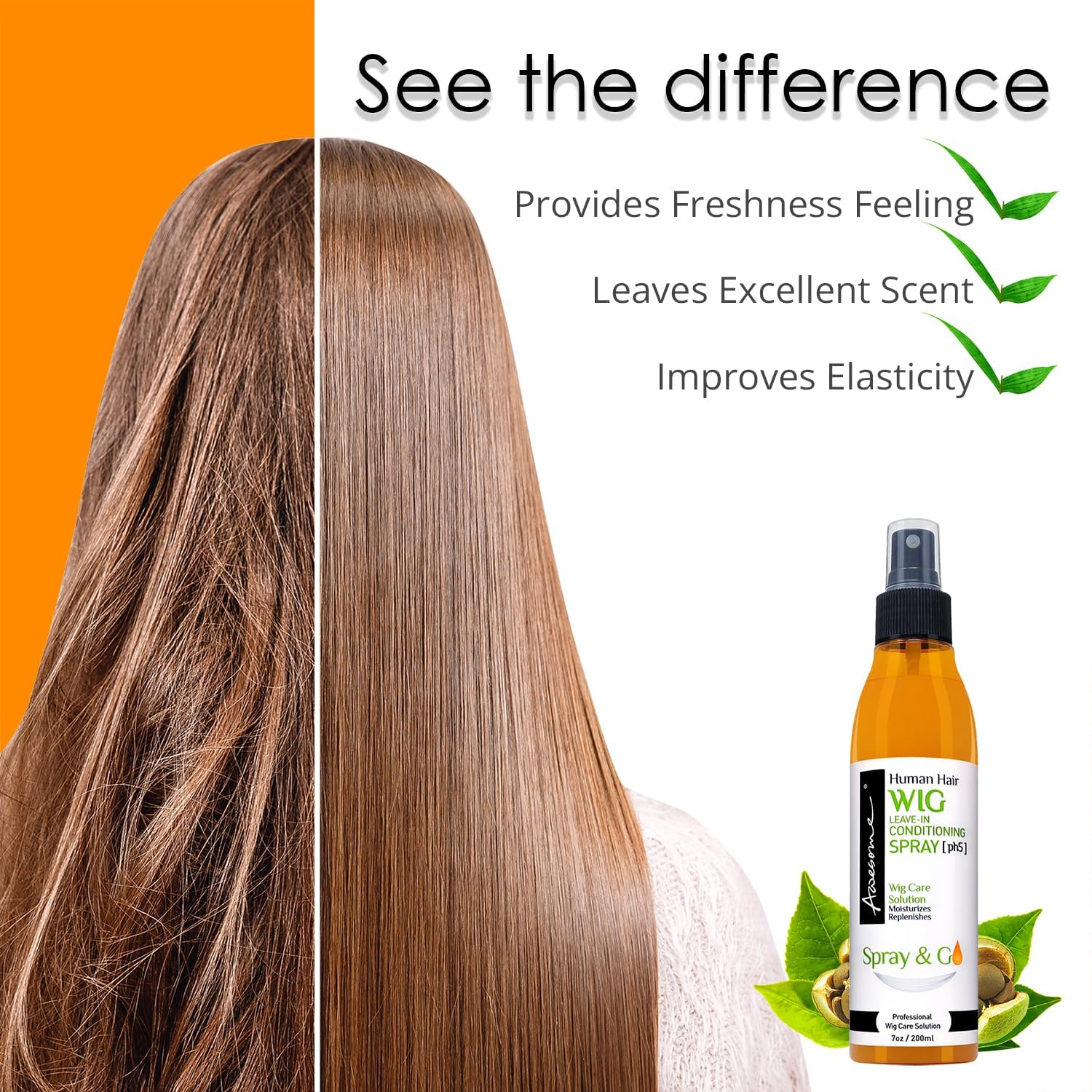 Awesome Human Hair Wig Leave in Conditioner Spray, Ph5, Detangler & Easy Combing, Promoting Silkiness, Shine & Freshness, Preventing Dryness (7 Fl Oz) image number 4