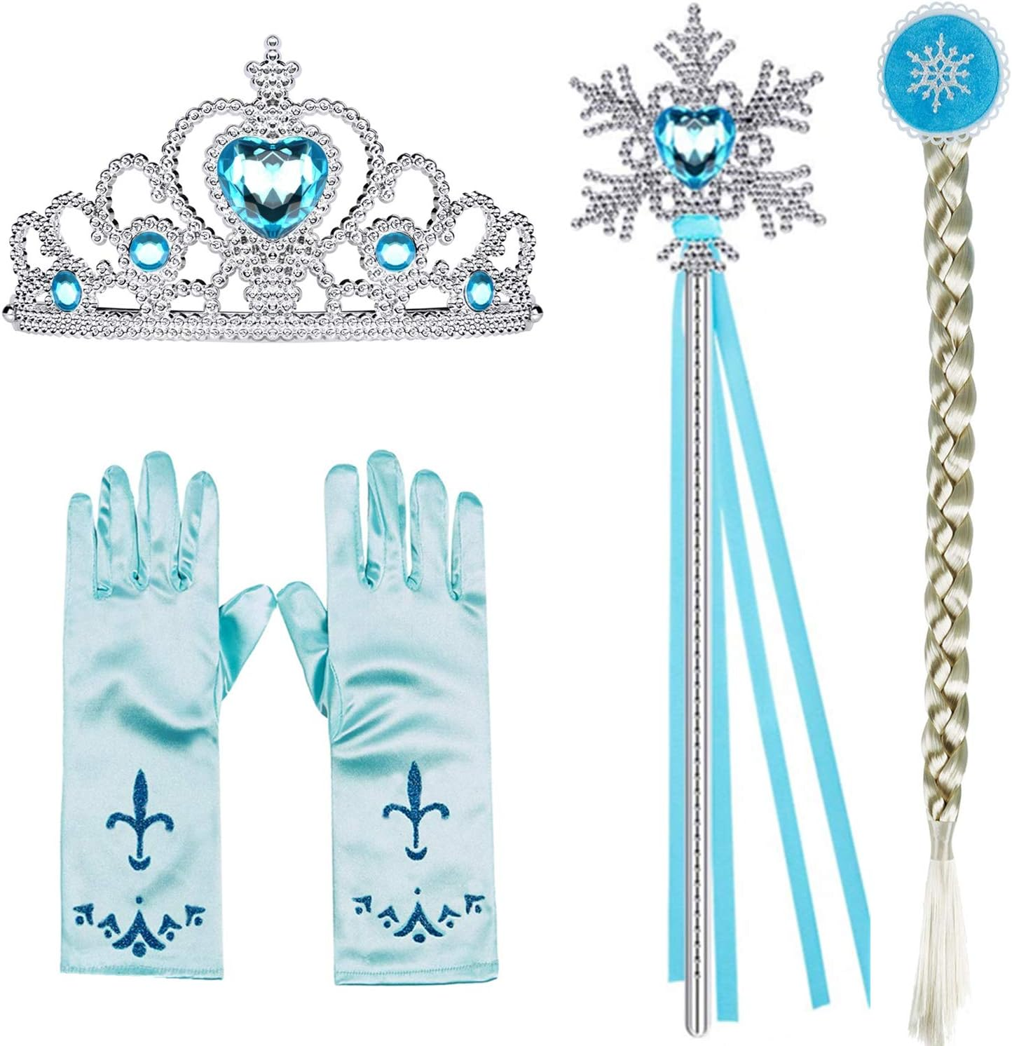 Memobest Snow Queen Princess Elsa Costumes Birthday Party Halloween Costume Cosplay Dress up for Little Girls 3-12 Years