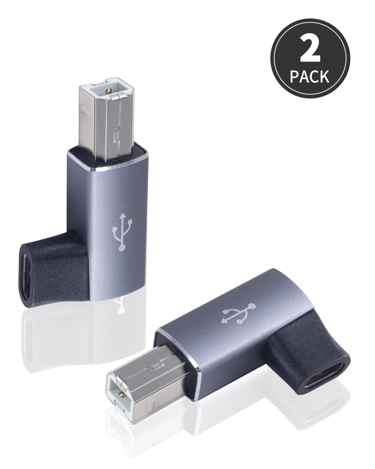 Danfetsoy 90 Degree USB C Female to USB B Male Adapter, 90 Degree Right Angle Type C Female to MIDI Converter, Suitable for Printer, Electric Piano, Laptops and More Type-C Devices (2Pack, Grey) image number 6